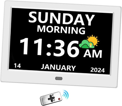 10 Inch Digital Clock with Day and Date for Elderly Alzheimer's Clock Customizable Alarms 3 Display Modes Large Font Alarm Clock for Seniors Auto DST