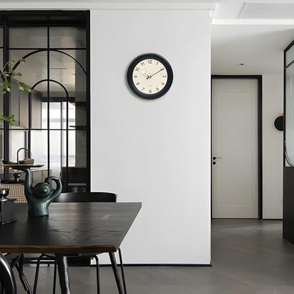 Kesin Wooden Wall Clock 12 Inch Silent Non Ticking Wall Clocks Battery Operated Simple Modern Small Analog Clocks Decorative for Kitchen, Living Room, Home,Bedroom, Office (Black)