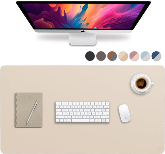 Vine Creations Leather Desk Mat Large 44" x 22", Desk Protector Mat, PU Leather Desk Pad, Large Mouse Pad Desk Blotter, Desk Pads on Top of Desks, Desk Matt for desktop Office Desk Mat (Beige/Apricot)