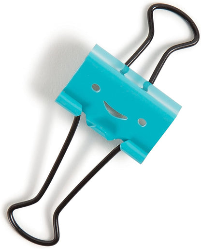U Brands Happy Face Binder Clips, Bright Colors with Black Prongs, Office Organization Supplies, 32mm, 48 Count