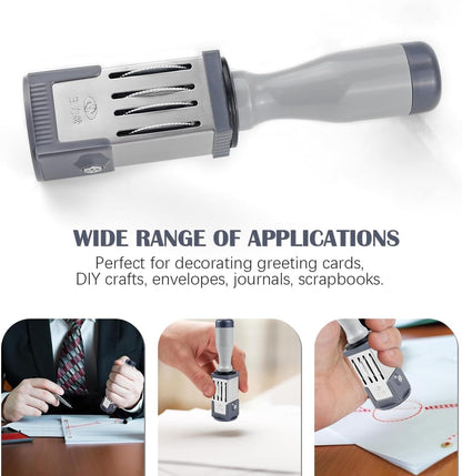 Time Date Stamp - Handheld Rolling Stamp, Round Plastic, Portable for Diary, Homework, Daily Use, 32MM