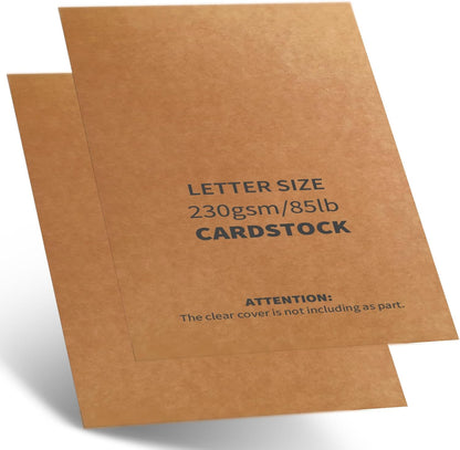 Binditek 100 Pack 12 Mil Paper Binding Covers, 230GSM (85lb), Brown Cardstock, 8.5 x 11", Kraft Paper, Un-Punched, Invitations, DIY