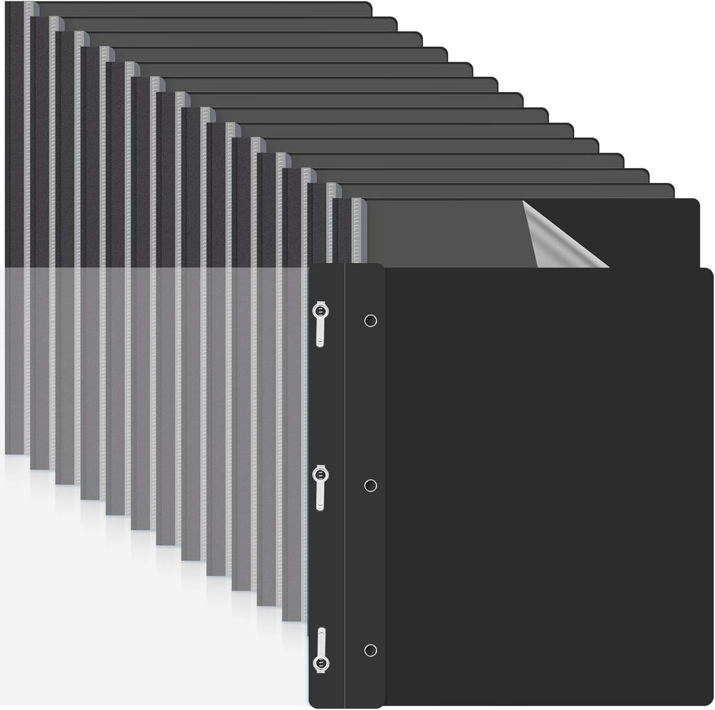 Teling 150 Pcs Plastic Report Covers with 3 Prong Clear Front Resume Folder Business Report Covers Bulk Presentation Folders Clear Front Report Folders for Documents, School, Office(Black)