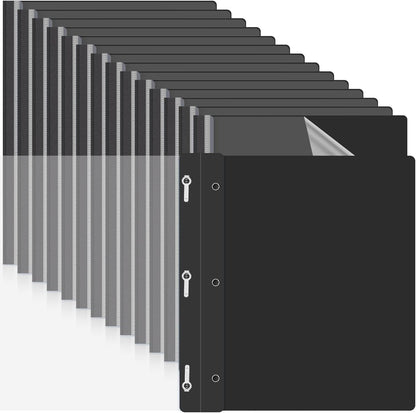 Teling 150 Pcs Plastic Report Covers with 3 Prong Clear Front Resume Folder Business Report Covers Bulk Presentation Folders Clear Front Report Folders for Documents, School, Office(Black)