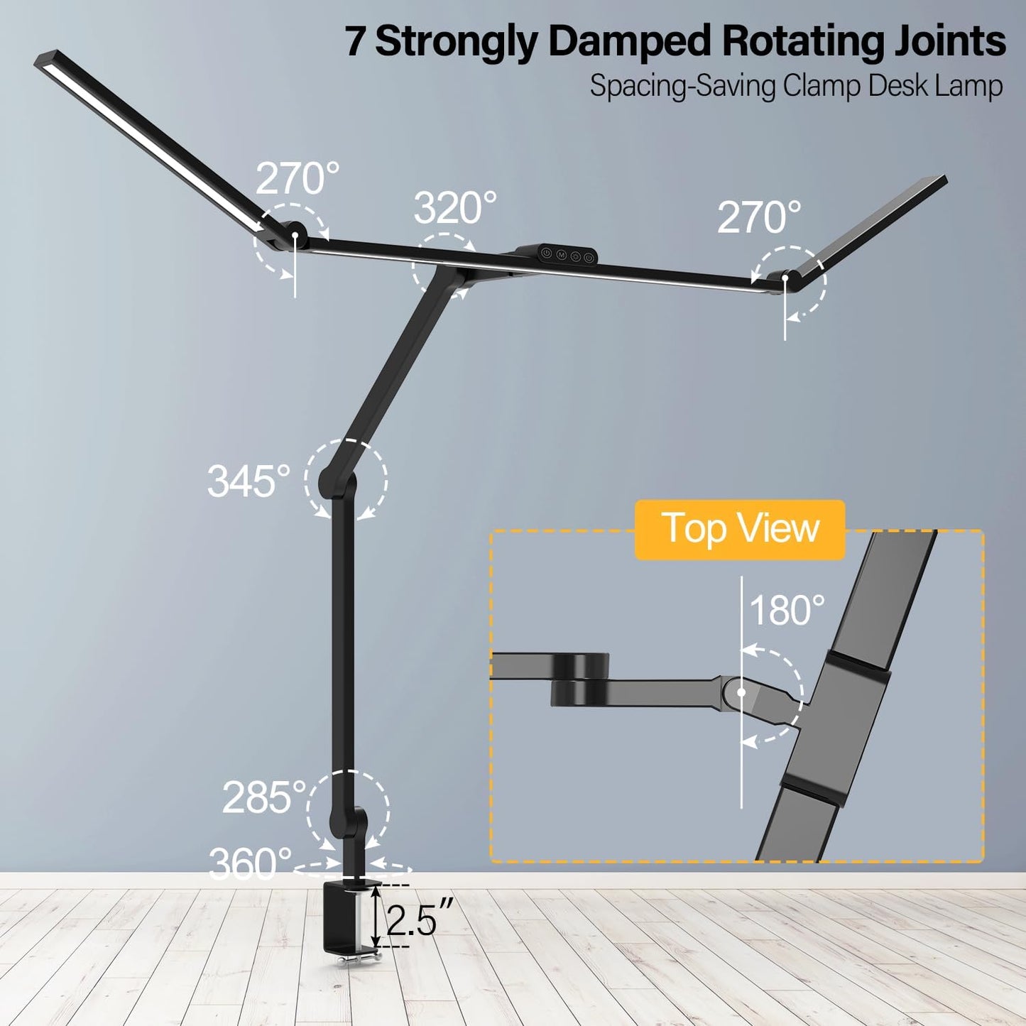 Micomlan 36W Bright Led Desk Lamp with Clamp, 47 Inches Long Architect Desk Lamp Home Office, Dimmable Table Light with Remote Adjustable Monitor Light Bar Tall Office Lighting for Computer Desktop