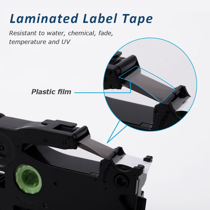 Label KINGDOM TZe-221 9mm Label Tape Replacement for Brother TZe221 TZ Tape 9mm 0.35 Laminated White 3/8 Inch Compatible with Brother Label Maker Tape PT-H110 PT-D210 PT-D220 PT-D400 PT-D600, 6-Pack