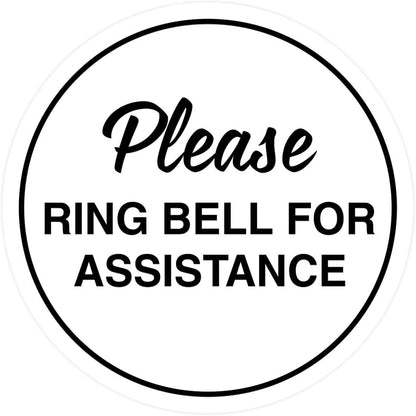 Signs ByLITA Circle Please Ring Bell For Assistance Wall or Door Sign | Easy Installation | Front Desk Reception Sign (White) - Large (2 Pack)