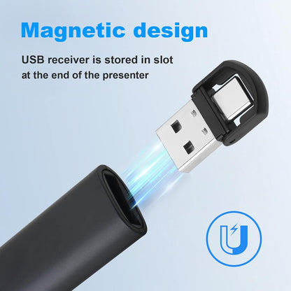 USB-A/USB-C Presentation Clicker for PowerPoint Presentations Pointer, Wireless Presenter Remote, Google Slide Advancer Projector Smart Board Slideshow PPT Clicker for Mac/Laptop/Computer/Office