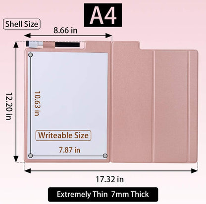 Portable Small White Board Dry Erase Board with Stand 9" x 12" Magnetic Whiteboard Desktop Small Whiteboard with Pink PU Cover Case for Kids, Adult, Office, Home, School