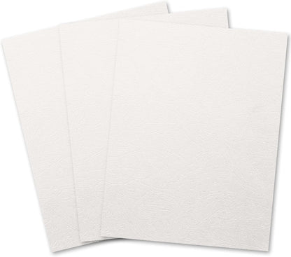 Binditek 100 Pack Grain Texture Paper Binding Presentation Covers, 13Mil, 90lb, Un-Punched, 8-1/2 x 11 Inches, Square Corners, White, Office Supplies