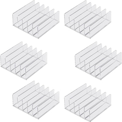 6Pack Acrylic Mail Organizer for Sorting Mail, Business Card, 5Slot Acrylic Mail Sorter for Desktop Shelf, Clear Bill Money Divider for Cash Envelope, Desk Organizer, Home and Office Use