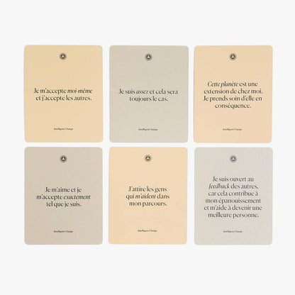 Intelligent Change French Mindful Affirmation Cards, Daily Words of Encouragement Cards, Self Affirmation Inspirational Gifts, Self Care Box of Positive Affirmations, Display Stand, Deck of 52