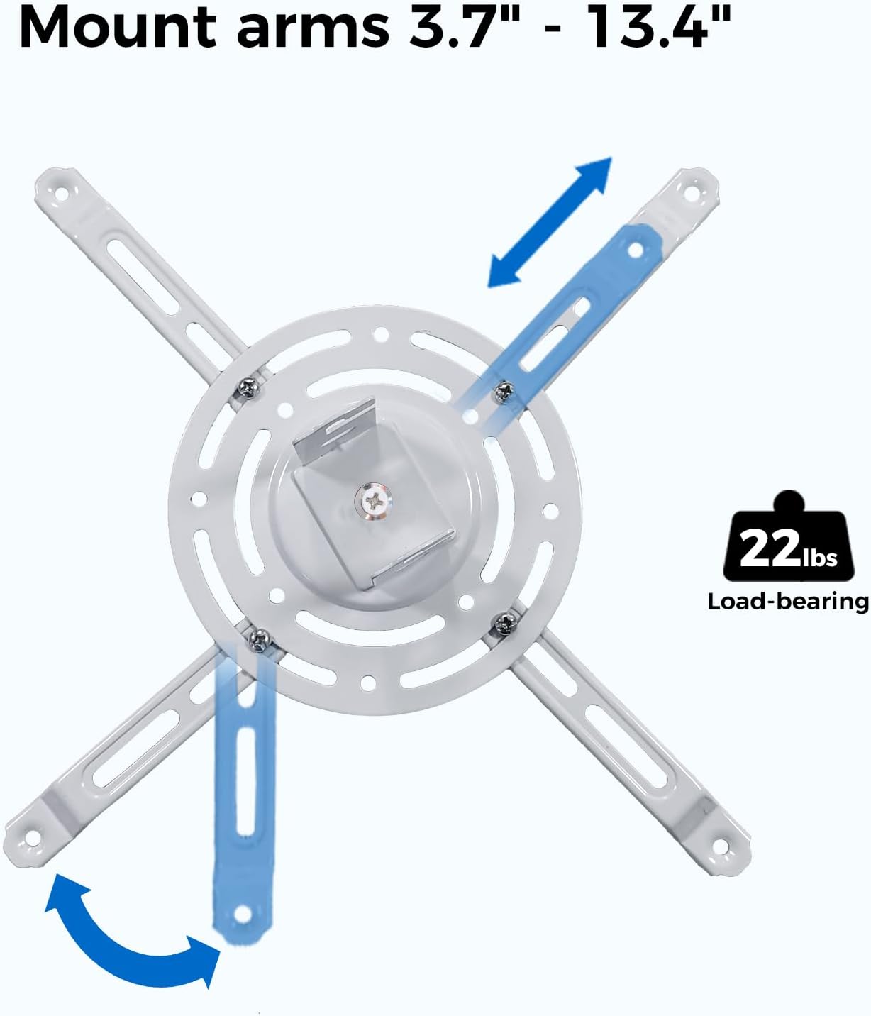Projector Mount, 42.5 inch to 59 inch Adjustable Height ,Universal Full Motion Ceiling Bracket 22lb Max Weight and Extendable Arms Tilt Rotating Swivel Mount for Home and Office Projector White