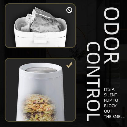 10 L/2.6Gallen,Swing Lid Trash Can,Metal Garbage Can with Flipping Lid,for Bathroom,Living Room,Bedroom,Hotel,Office, Laundry Room(White)