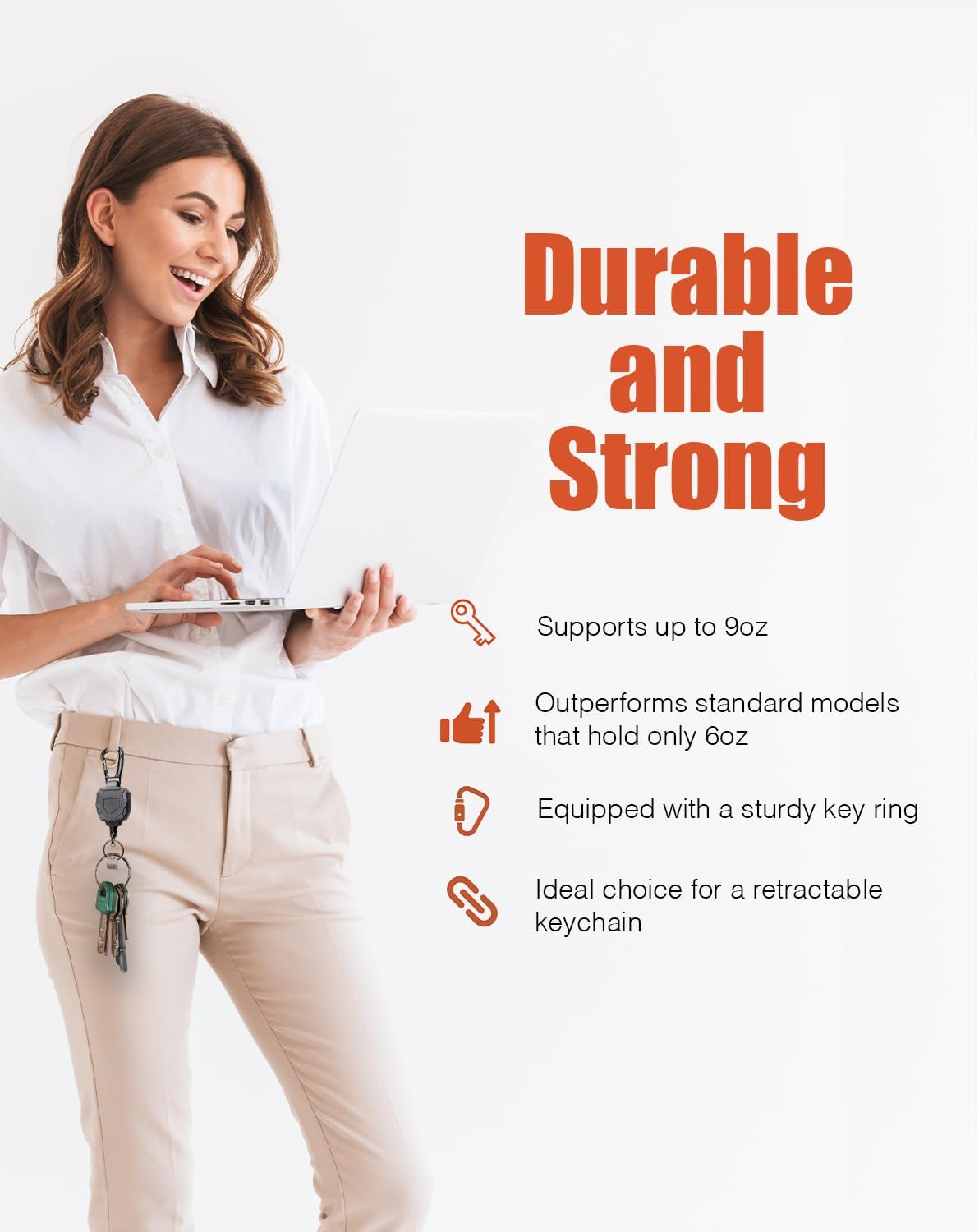 Badge Holder Retractable Clip Heavy Duty Carabiner Badge Reel Keychain with Lanyard ID Cards Holder(2 Pack)