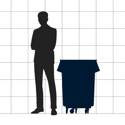 55 Gallon White Round Commercial Trash Can with Lid and Dolly