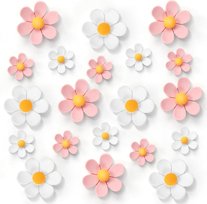 20Pcs Cute Fridge Magnets,2 Colors Cute Magnets, Pink 3D Flower Fridge Magnet, Resin Decorative Magnet for Refrigerator Locker Whiteboard Office Kitchen(10 Small+10 Medium)