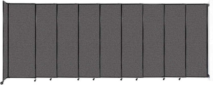Wall-Mounted Sliding StraightWall Room Divider | Adjustable Widths | Locking Wheels | Room Separator | Up to 19'9" Wide x 7'6" Tall Charcoal Gray Fabric Panels