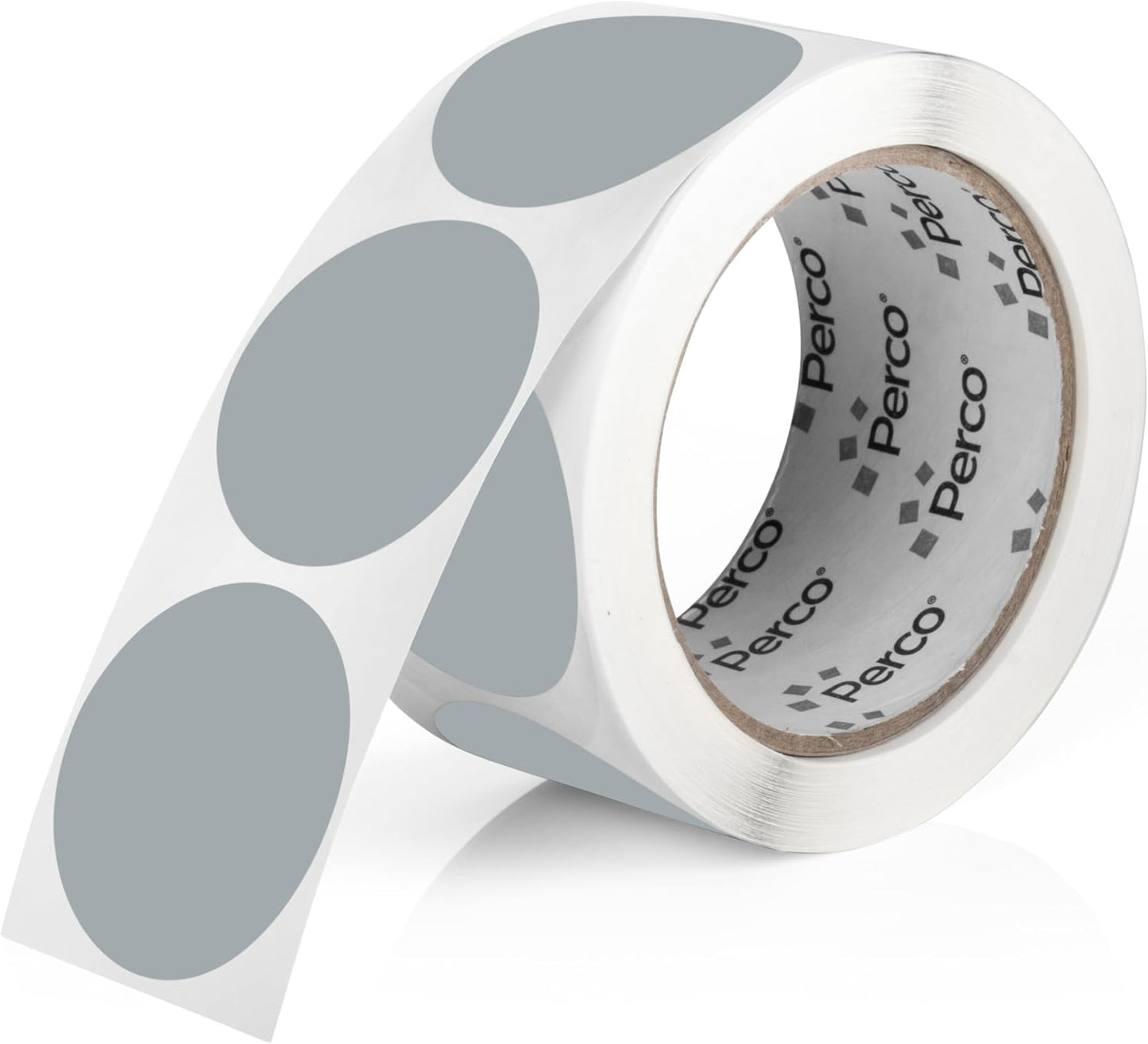 Perco Grey 2-Inch Round Circle Dot Sticker Labels with Easy Peel Perforation - 500 Labels per Roll - Strong Adhesion, Vibrant Colors for Organizing, Crafting & More - Made in USA