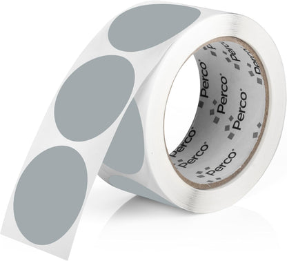 Perco Grey 2-Inch Round Circle Dot Sticker Labels with Easy Peel Perforation - 500 Labels per Roll - Strong Adhesion, Vibrant Colors for Organizing, Crafting & More - Made in USA