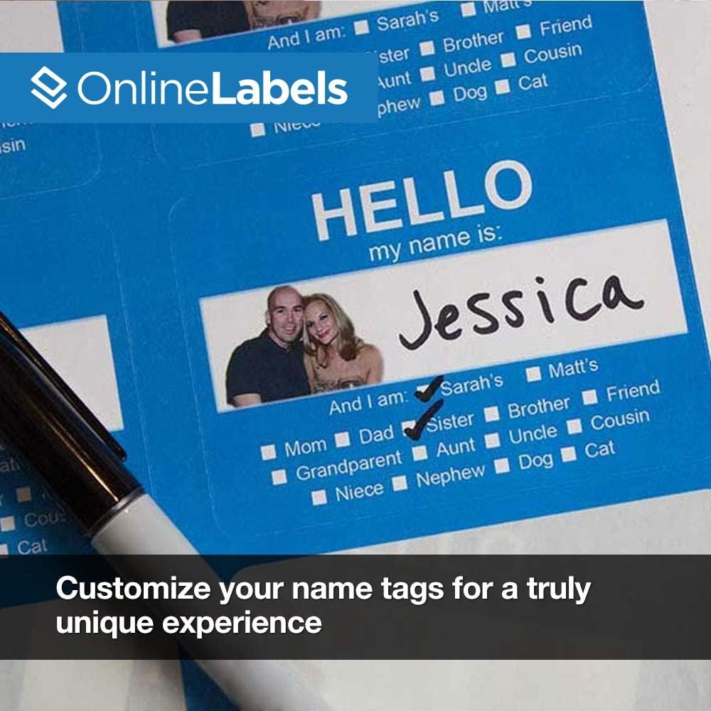 Printable Name Tags - 2-1/3 x 3-3/8 - Pack of 80, 10 Sheets - Inkjet or Laser Printer - Online Labels