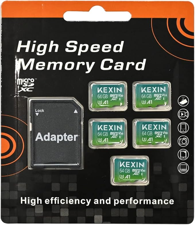 KEXIN Micro SD Card 64GB 5 Pack microSDXC Memory Card Class 10 Micro SD Card High Speed Up to 85MB/s, C10, U3, V30, A1