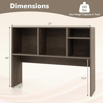 Tangkula Desktop Bookshelf, Countertop Storage Hutch with 4 Shelves for Computer Desk, Desktop 2-Tier Display Rack, Multipurpose Wood Desk Hutch Storage Organizer for Dorm Office Home