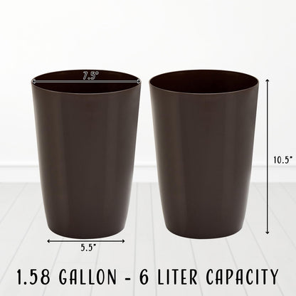 HOLDN’ STORAGE Small Trash Can - Set of 2 Open Top Waste Bin of 1.58 Gallon, Compact Waste Can Perfect for Bathroom, Kitchen, Office, Dorm - Durable Garbage Can - Metallic Brown