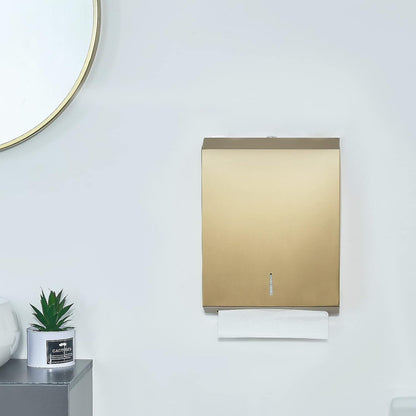 Paper Towel Dispenser Wall Mount Commercial c-fold/Multi-fold/Tri-fold, Touchless Hand Towel Dispenser with Lock(Gold)