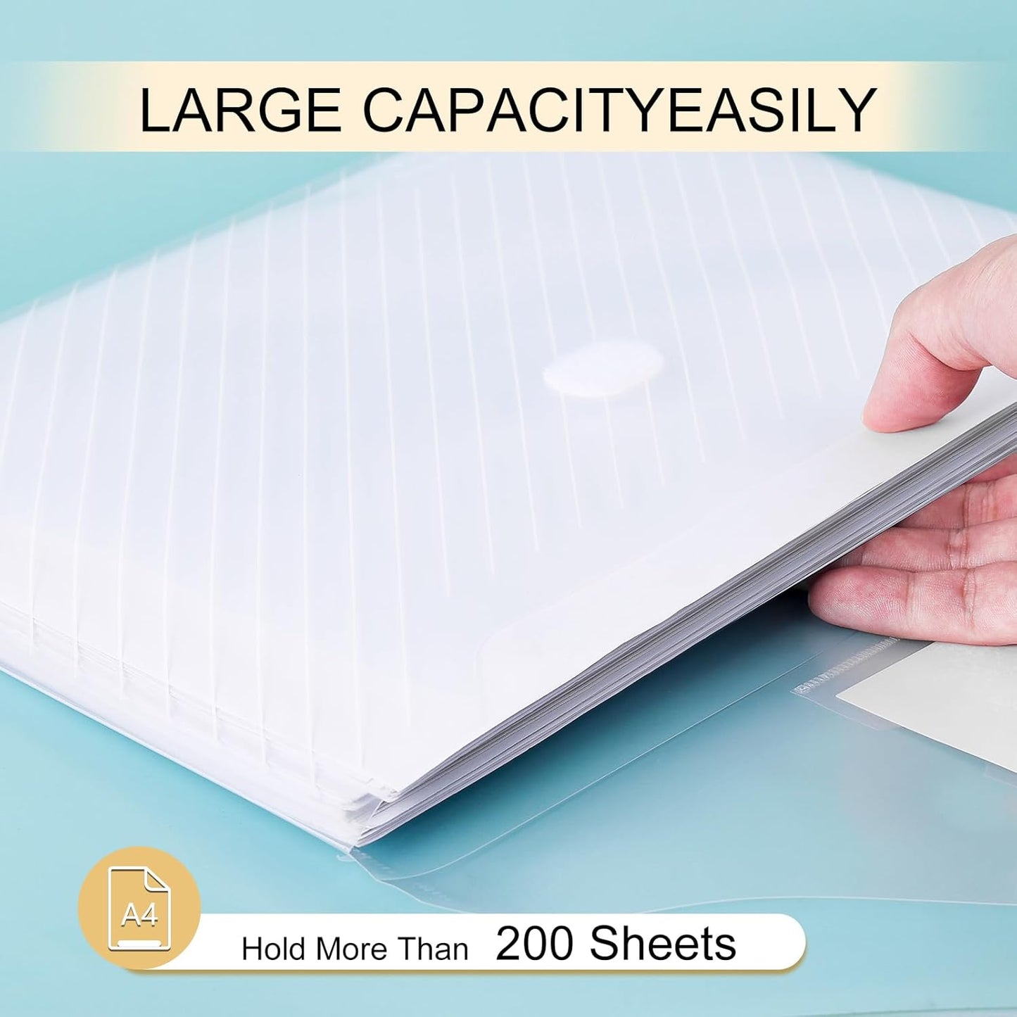 50 Pack, Clear Plastic Envelopes File Folders, HeavyDuty Document Holder with Label Pockets for Letter and A4 Size, Document Folder for School Home Work Office Organizer (50)