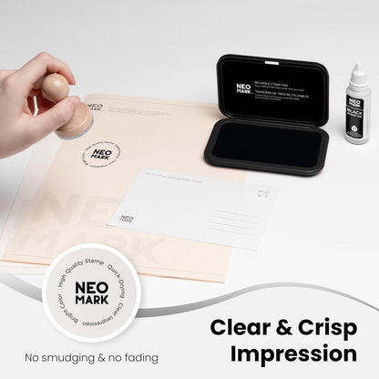 Medium Stamp Pad Kit (1oz Ink Included)-2.8"x 4.4", Magnetic Lid, Premium Quality Felt Stamp Pad (Black)