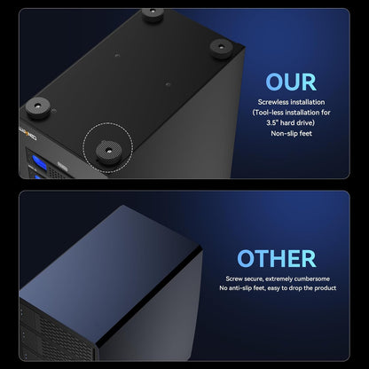 8 Bay Hard Drive Enclosure with Cooling Fan for 2.5/3.5" SATA HDD/SSD with USB A/C 3.0 Cable, 3.5 Hard Drive Enclosure Supports 160TB Capacity, Tool-Free HDD Enclosure, DAS(NO RAID/NAS)