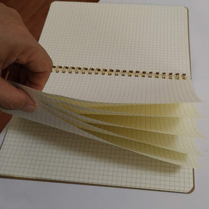 YUREE Spiral Notebook A5/Softcover Spiral Journal, Square Grid Pages, 50 Sheets (100 Pages), 8.45" x 5.8", Brown, 20 Pack