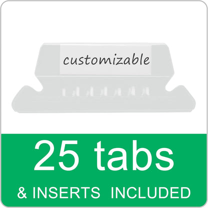 25 Packs Hanging File Folders,Standard Green File Folders for Filing Cabinet,1/5 Adjustable Tabs & Labels,Bulk File Organizer for Office,School,Home