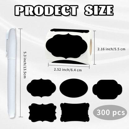 Starboling Chalkboard Labels,300 Pcs 2.4x1.6inch Irregular Labels Chalk Stickers with White Chalk Marker,Reusable Waterproof Blackboard Stickers,for Jars,Bottles,Storage Bins