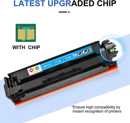 213X Cyan Toner Cartridge(with Chip) W2131X Compatible with 213X Toner Cartridges for Enterprise 5700dn 6700dn 6701dn, MFP 5800 6800, Flow MFP 5800 6800(1Pack, Cyan)