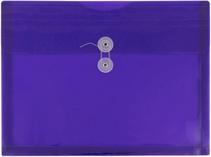 JAM PAPER Plastic Envelopes with Button & String Tie Closure - Letter Booklet - 9 3/4 x 13 - Purple - 12/Pack
