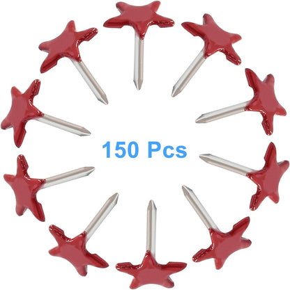 Piutouyar 150 Pcs Star Push Pins, Red Upholstery Tacks Star Shaped Decorative Thumb Tacks Metal Upholstery Pins for Upholstered Furniture Cork Board DIY Projects or Home Decor 11 x 13mm
