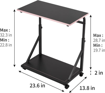 Ergonomic Height Adjustable Computer Tower Stand, 2-Tier CPU Holder Cart Under Desk, PC Floor Stand for Office Gaming Black and Pink