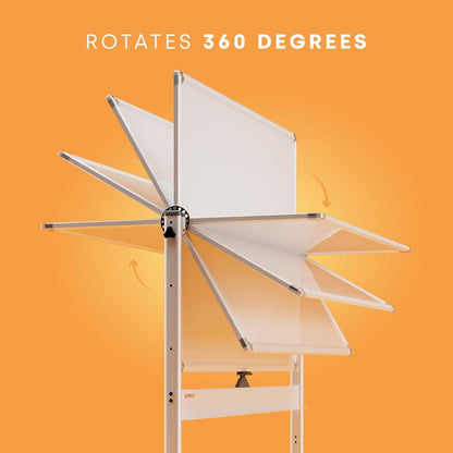 Rolling Dry Erase Board 46 x 32 - Large Portable Magnetic Whiteboard with Stand - Double Sided Easel Style with Wheels - Mobile Standing Whiteboard for Office, Classroom & Home