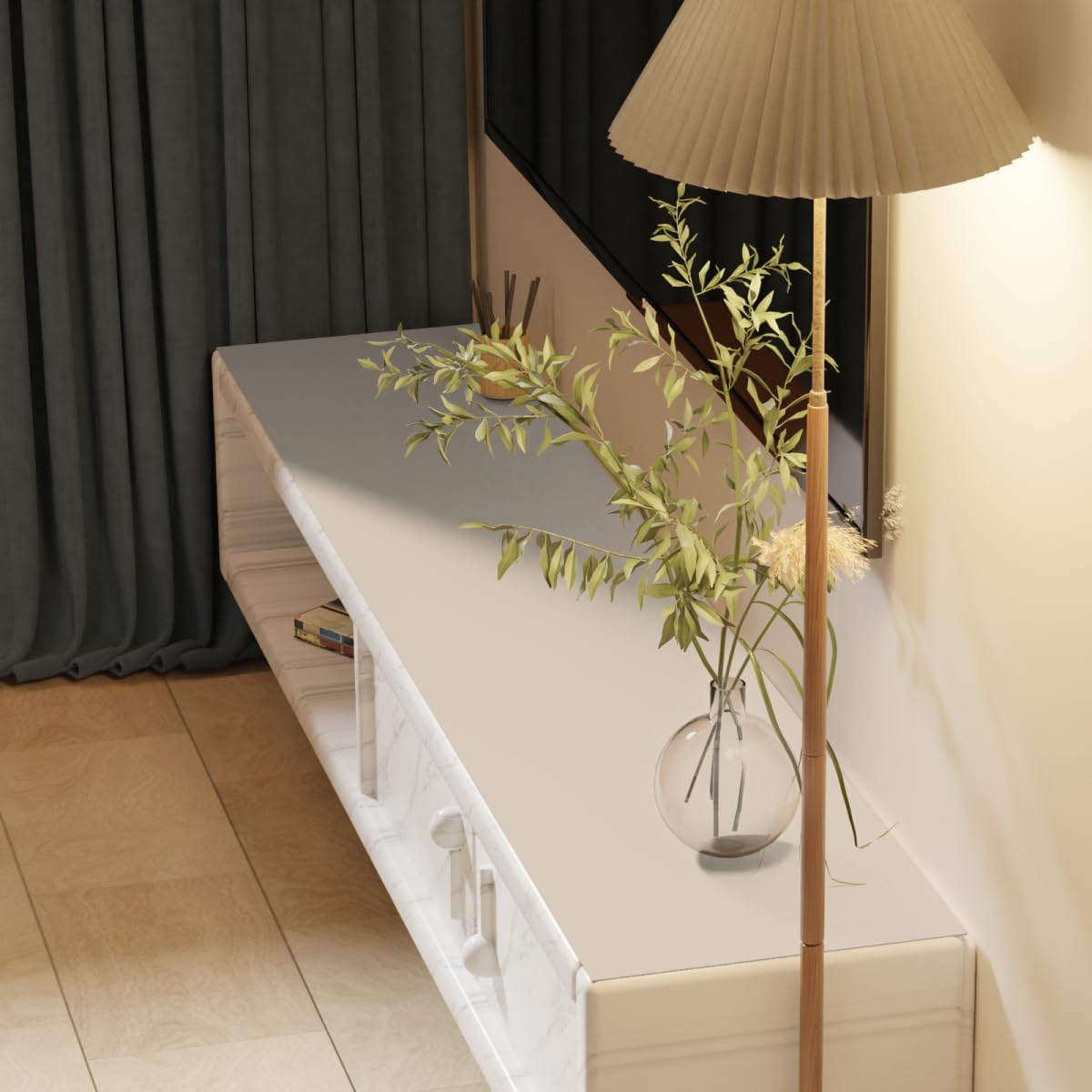 Leather Table Cover,1.8mm Thick,17x72 Inch Desk Cover,Dresser Cover Top,Dresser Protector Top,Dresser Cover,End Table Cover.(Off White+Light Gray,17x72)