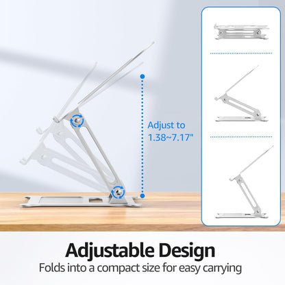 Urmust Laptop Notebook Stand Holder Adjustable Ultrabook Stand Riser Portable Compatible with MacBook Air Pro HP Dell XPS Lenovo All laptops 10-15.6"(Silver)