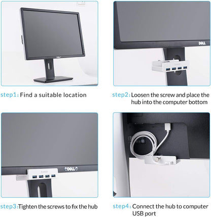 ORICO USB 3.0 Hub Clamp Adapter, Aluminum 4-Port USB Splitter with Extra Power Supply Port and 4.92 FT USB Data Cable, Ultra-Portable USB Expander for 2021 iMac/Laptop/PC