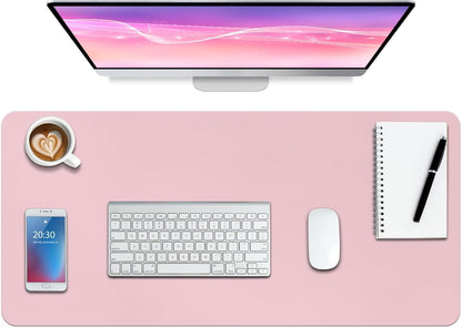 Boutilon Leather Desk Pad Protector,Non-Slip Mouse Pad,Laptop Desk Pad,Office Mouse Mat,Waterproof Leather Desk Blotter,Desk Writing Pad for Office and Home (M-Light Pink,30"x14")