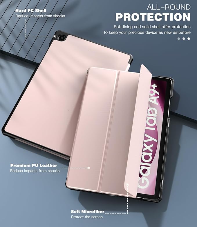 TiMOVO Case for Samsung Galaxy Tab A9+/A9 Plus 11 Inch 2023, Slim Lightweight Stand Hard Back Shell Protective Cover for Galaxy Tab A9+ Tablet SM-X210/X216/X218, Auto Wake/Sleep, Light Pink