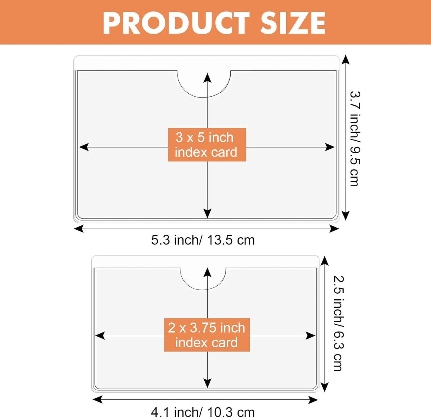 Outus 100 Pcs Clear Self Adhesive Pockets - Bin Labels for Storage Bins, Pocket Label Sleeves, Plastic Index Card Holder with Top Open for Organizing Bins Box Drawer(2 x 3.75, 3 x 5 Inch)