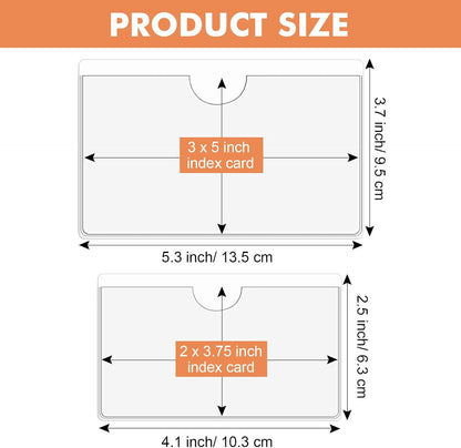 Outus 100 Pcs Clear Self Adhesive Pockets - Bin Labels for Storage Bins, Pocket Label Sleeves, Plastic Index Card Holder with Top Open for Organizing Bins Box Drawer(2 x 3.75, 3 x 5 Inch)