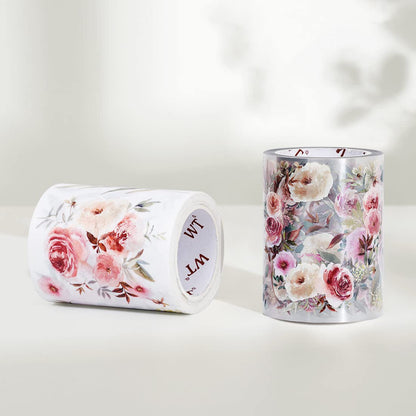 WT Fall Flowers Wide PET Tape, Single Roll, Original Designs, Floral Decorative Tape, Craft Clear Tape, Bujo Planner Supplies, Watercolor Flower Tape, DIY Transparent Tape