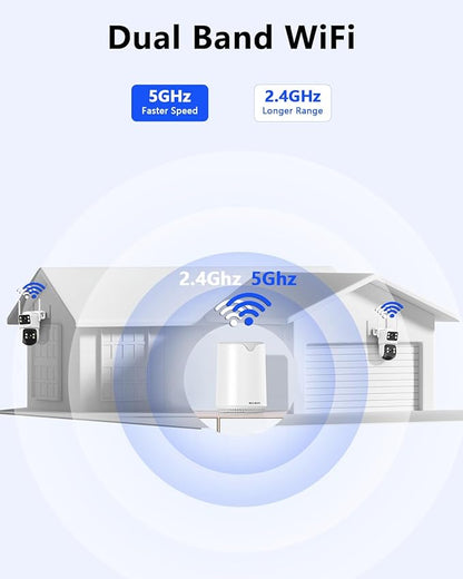 WEILAILIFE 【Auto Tracking & 2-Way Audio Security Cameras Wireless Outdoor, Solar-Powered PTZ Security Camera System, WiFi Home Video Surveillance Systems DVR Kits