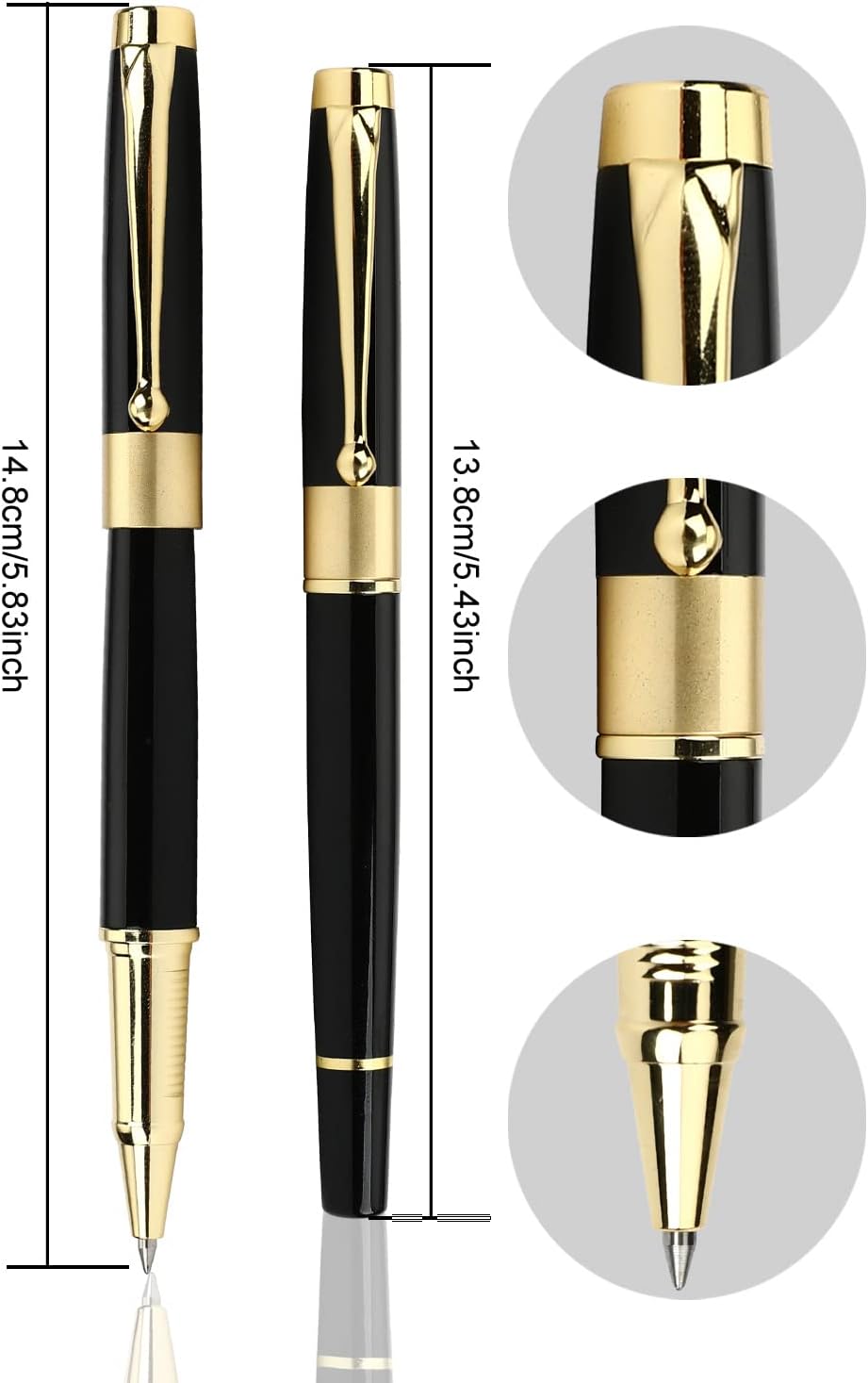 YIVONKA Ballpoint Pen Black Refill,Luxury Ballpoint Line width 0.5mm,Best Ball Pen Gift Set for Men & Women Professional Executive,Office,Nice BallPens Classy Gift Box (2 Black)
